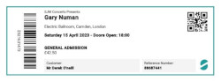 Gary Numan London Camden Electric Ballroom Ticket 2023